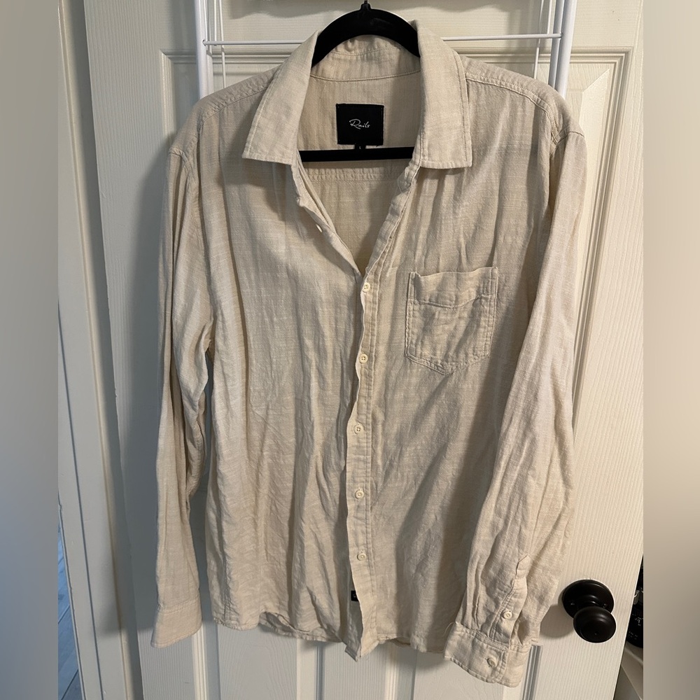 rails long sleeve button down in oatmeal linen